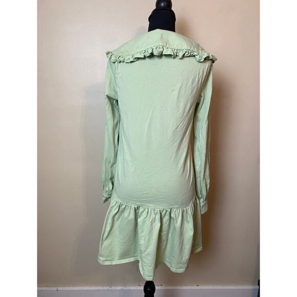 sage green long sleeve dress asos size 6 small medium button a-line - Picture 4 of 5